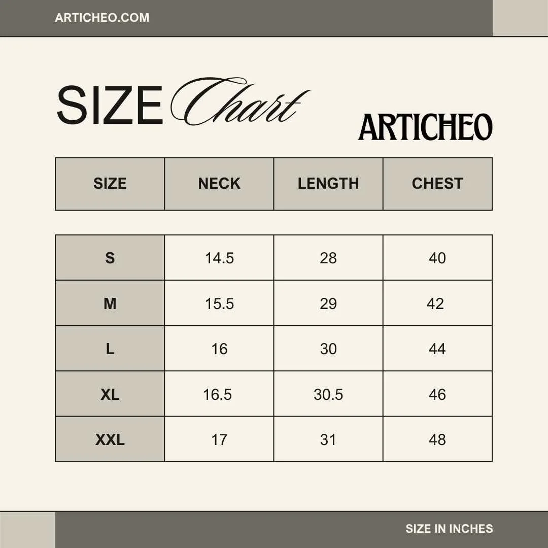 Articheo Size Chart